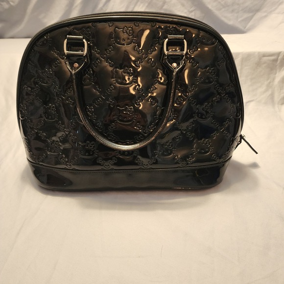 Hello Kitty Loungefly Black Patent Large Dome Satchel Purse Y2K Embossed Handbag - Picture 1 of 10
